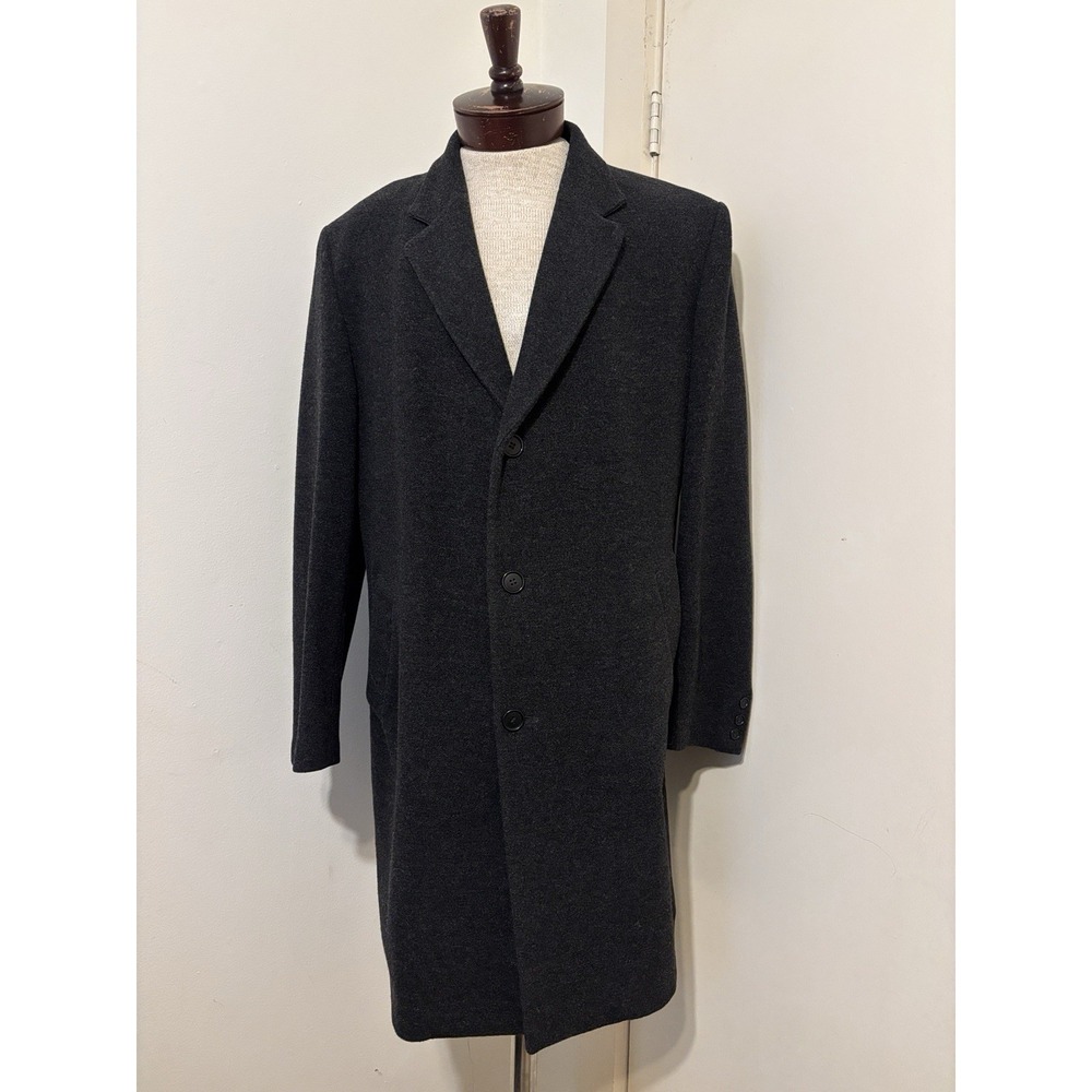 UNITED COLORS OF BENETTON MENS COAT 100% WOOL Charcoal Gray L 44 Chest Italy